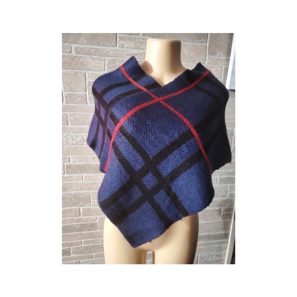Blue Plaid Doubled Scarf